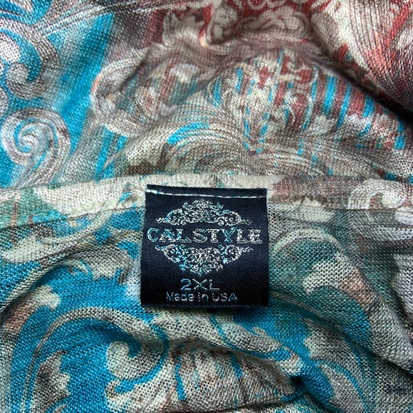 CALSTYLE Tunic Turquoise & Golden Brown Size 2XL - Picture 7 of 8